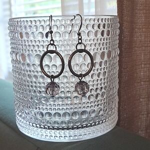Small Faceted Bead Dangle Hoop Minimalist Earrings